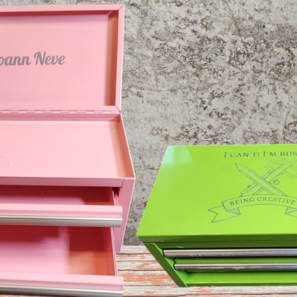 Customized Laser-Engraved Mini Metal Toolbox with 3 Drawers - Personalized & Versatile Storage Solution