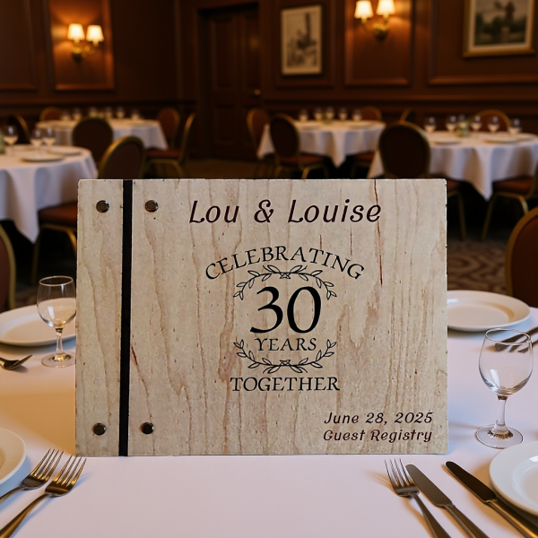 Custom Wood Guest Book: Personalized Wedding, Graduation, Anniversary Sign-In