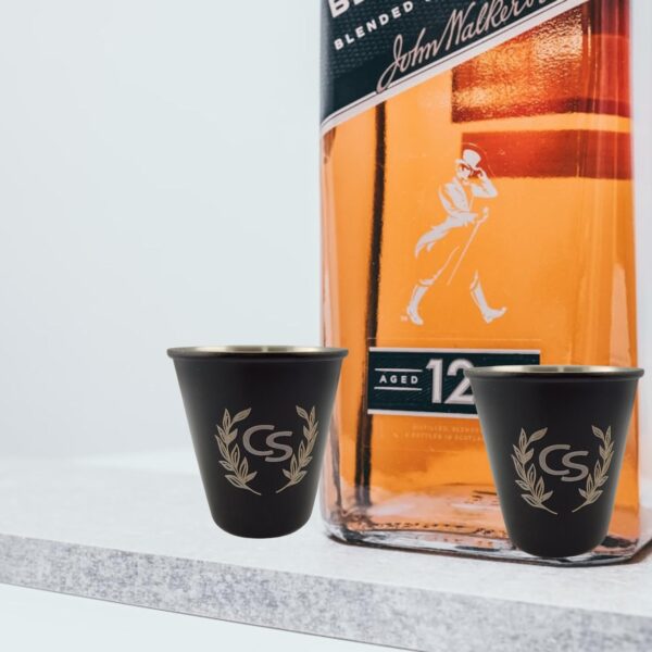 Custom Laser Engraved Black Stainless Steel Shot Glass: Wedding & Party Favors
