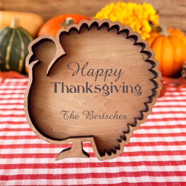 Personalized Pumpkin Platter -12" Fall Serving Tray - Custom Engraved Thanksgiving Dish - Leaf & Turkey Options