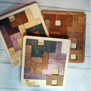 Wooden Calendar Puzzle | Hand Painted Desk Decor