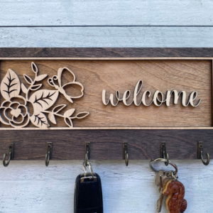 Wooden Key Holder | Laser Cut Wall Organizer