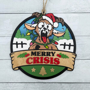 Funny Christmas Animal Ornament or 16 Inch Hanging Sign, 24 Punny Designs